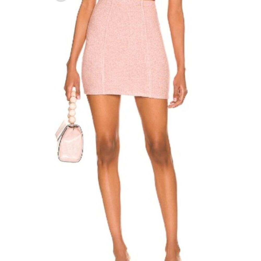 Lovers and Friends Joslyn Skirt Blush Pink Knitted Ribbed Pencil XS